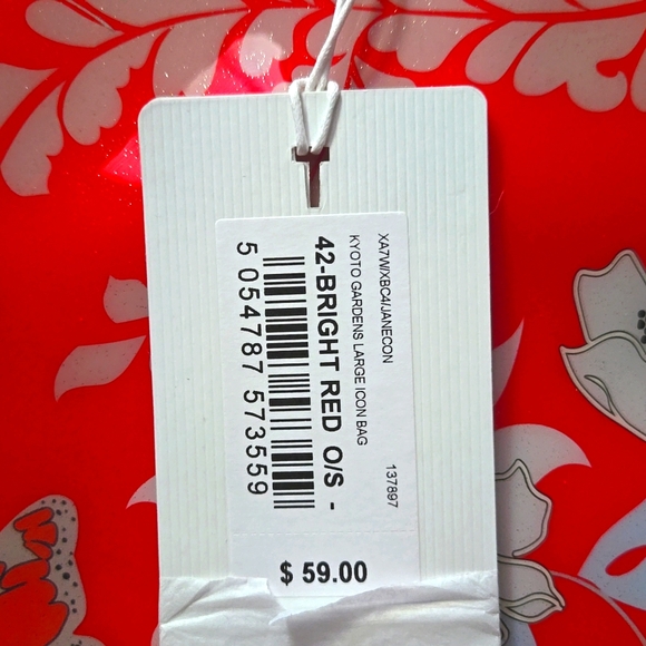 NWT Ted Baker Red Floral Glossy Tote - Picture 5 of 15